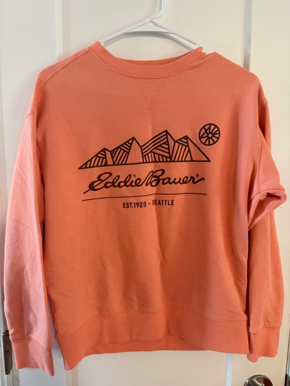 Eddie Bauer Coral Crewneck with Mountain Logo